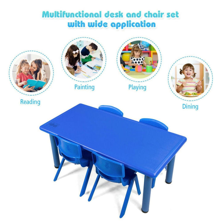 Hommoo Kids Plastic Rectangular Learn and Play Table-Blue Small Folding Table for Arts and Crafts Snack Time Image 2