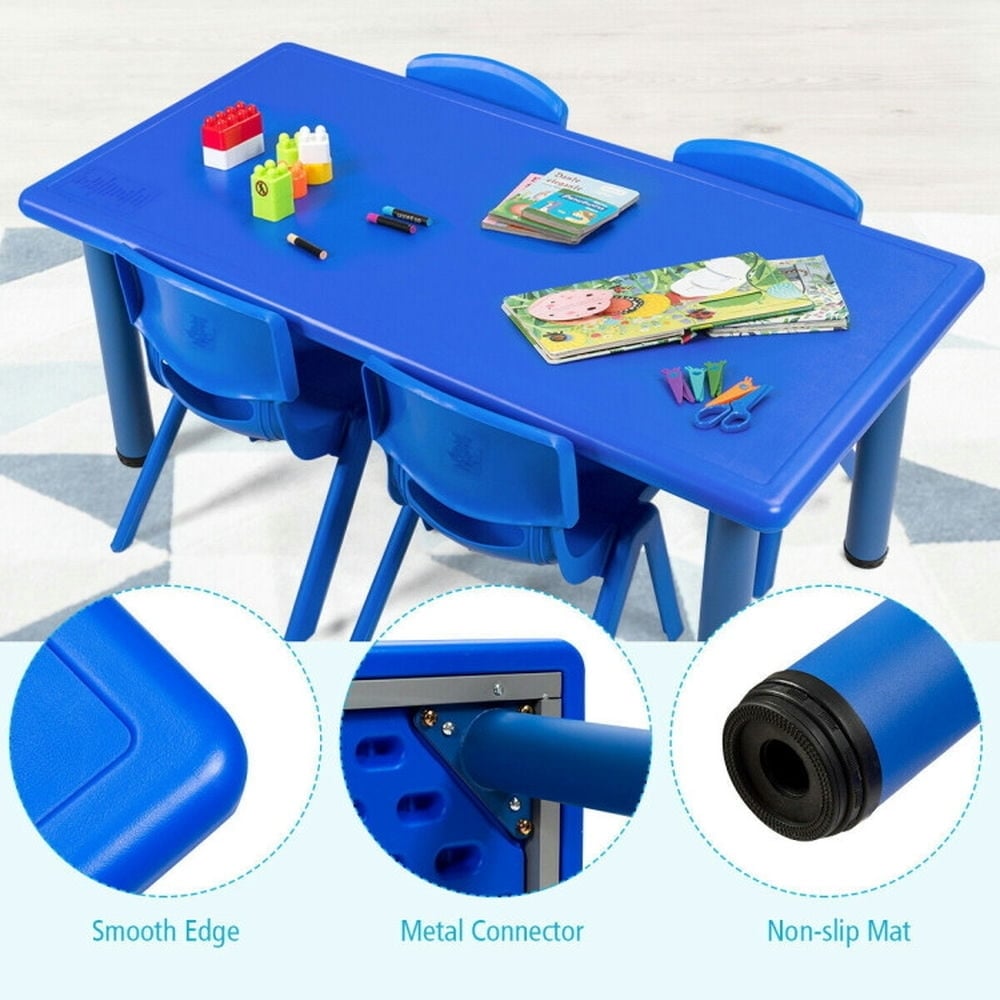 Hommoo Kids Plastic Rectangular Learn and Play Table-Blue Small Folding Table for Arts and Crafts Snack Time Image 3