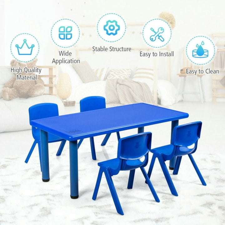 Hommoo Kids Plastic Rectangular Learn and Play Table-Blue Small Folding Table for Arts and Crafts Snack Time Image 4