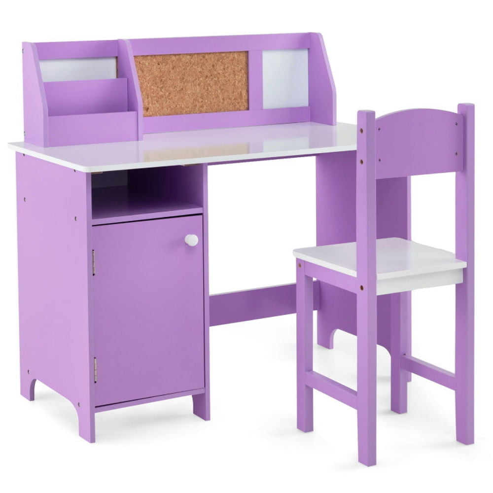 Hommoo Kids Table and Chair Set for Arts Crafts Homework Home School-Purple Small Folding Table for Arts and Crafts Image 1