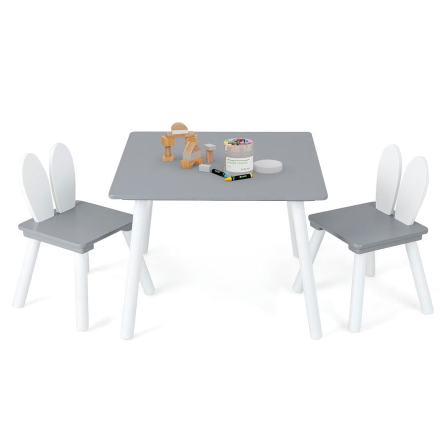 Hommoo 3 Pieces Kids Table and Chairs Set for Arts Crafts Snack Time-Gray Small Folding Table for Arts and Crafts Snack Image 1