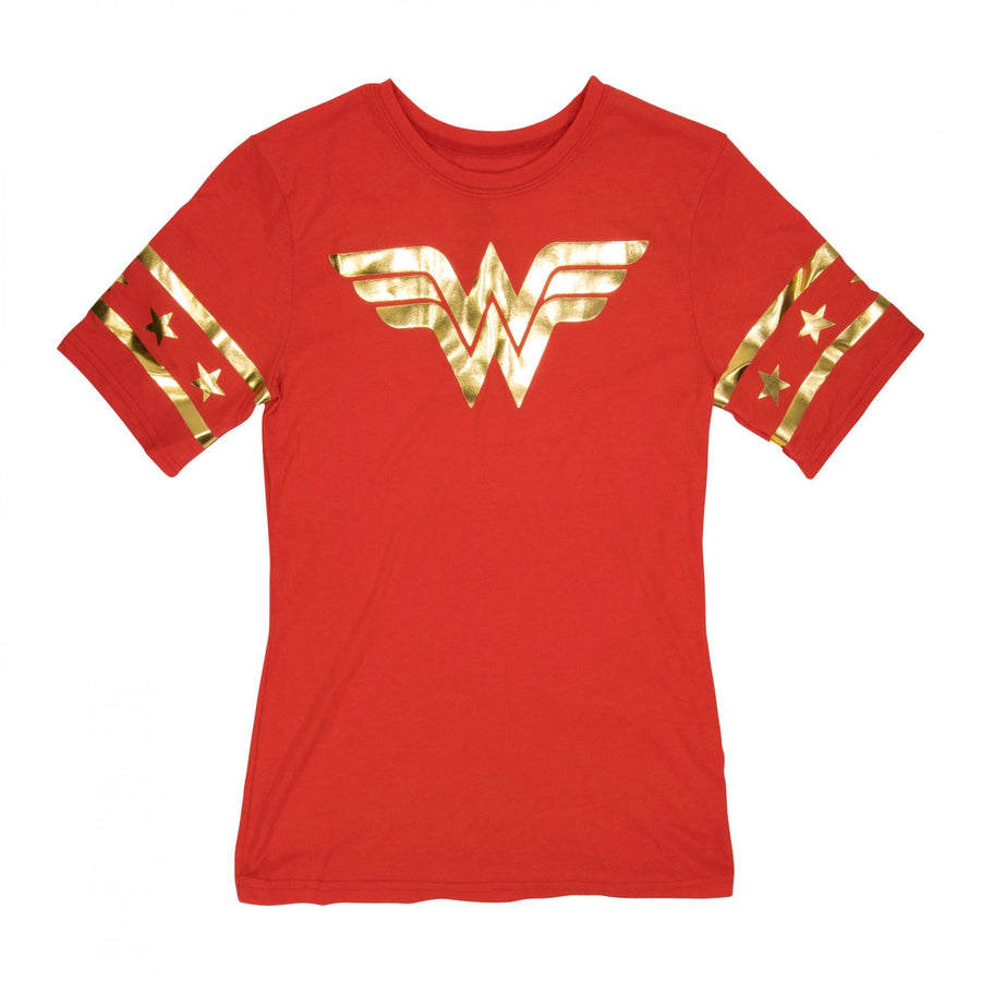 Wonder Woman Gold Foil Classic Symbol Womens T-Shirt Image 1