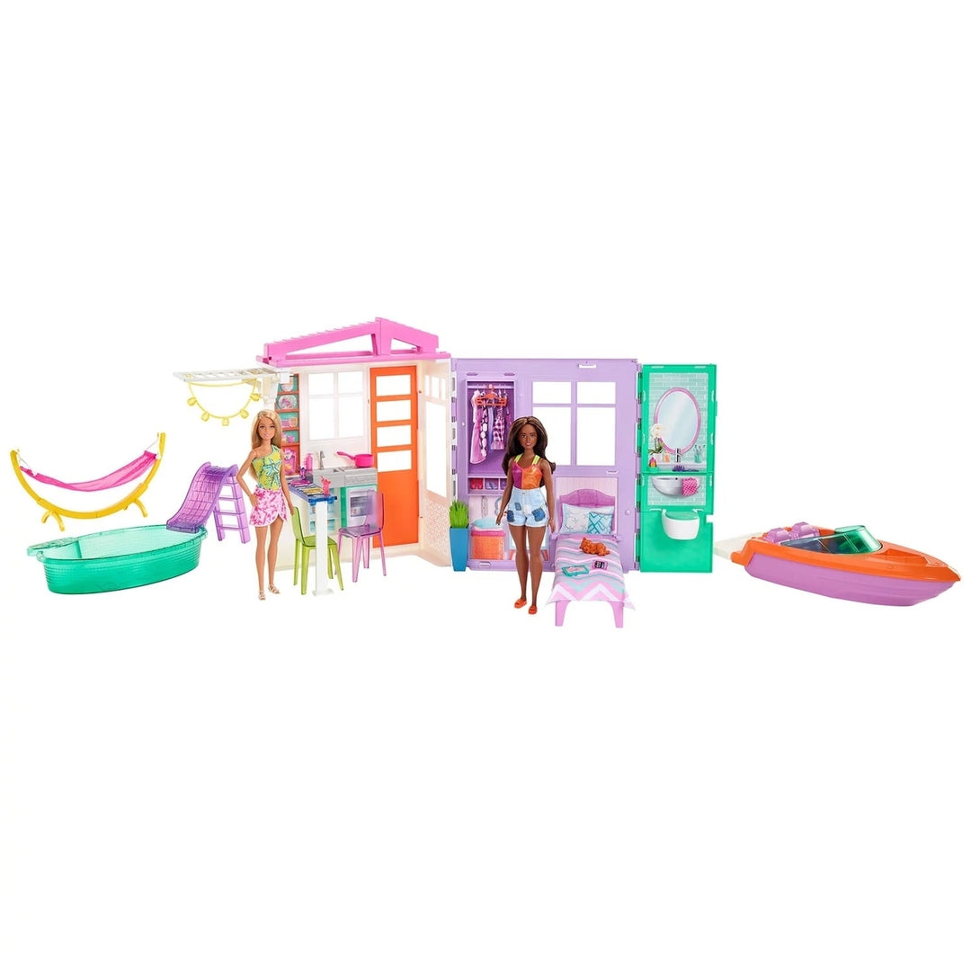 Barbie Beach House Bundle with 2 Dolls and Accessories Image 1