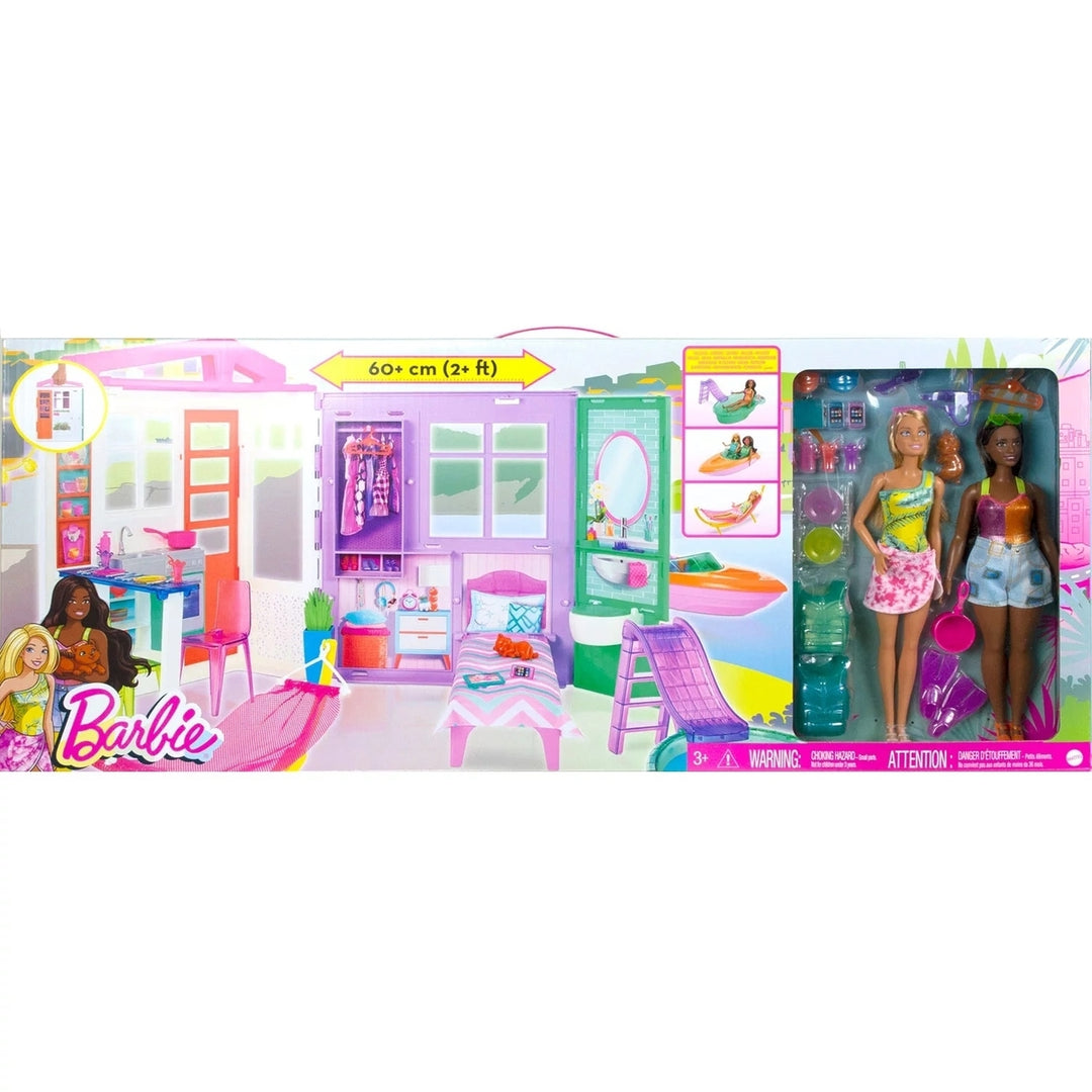 Barbie Beach House Bundle with 2 Dolls and Accessories Image 4