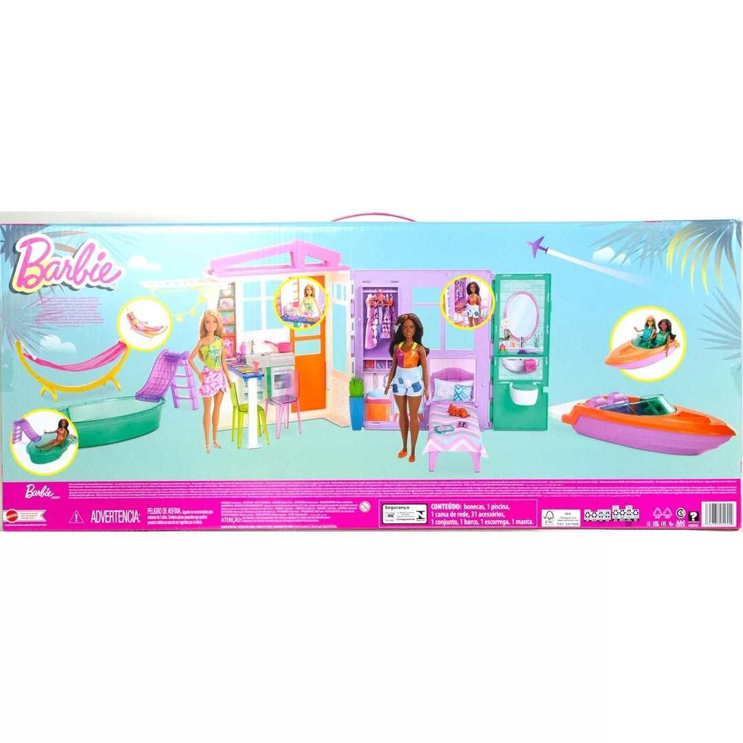 Barbie Beach House Bundle with 2 Dolls and Accessories Image 4