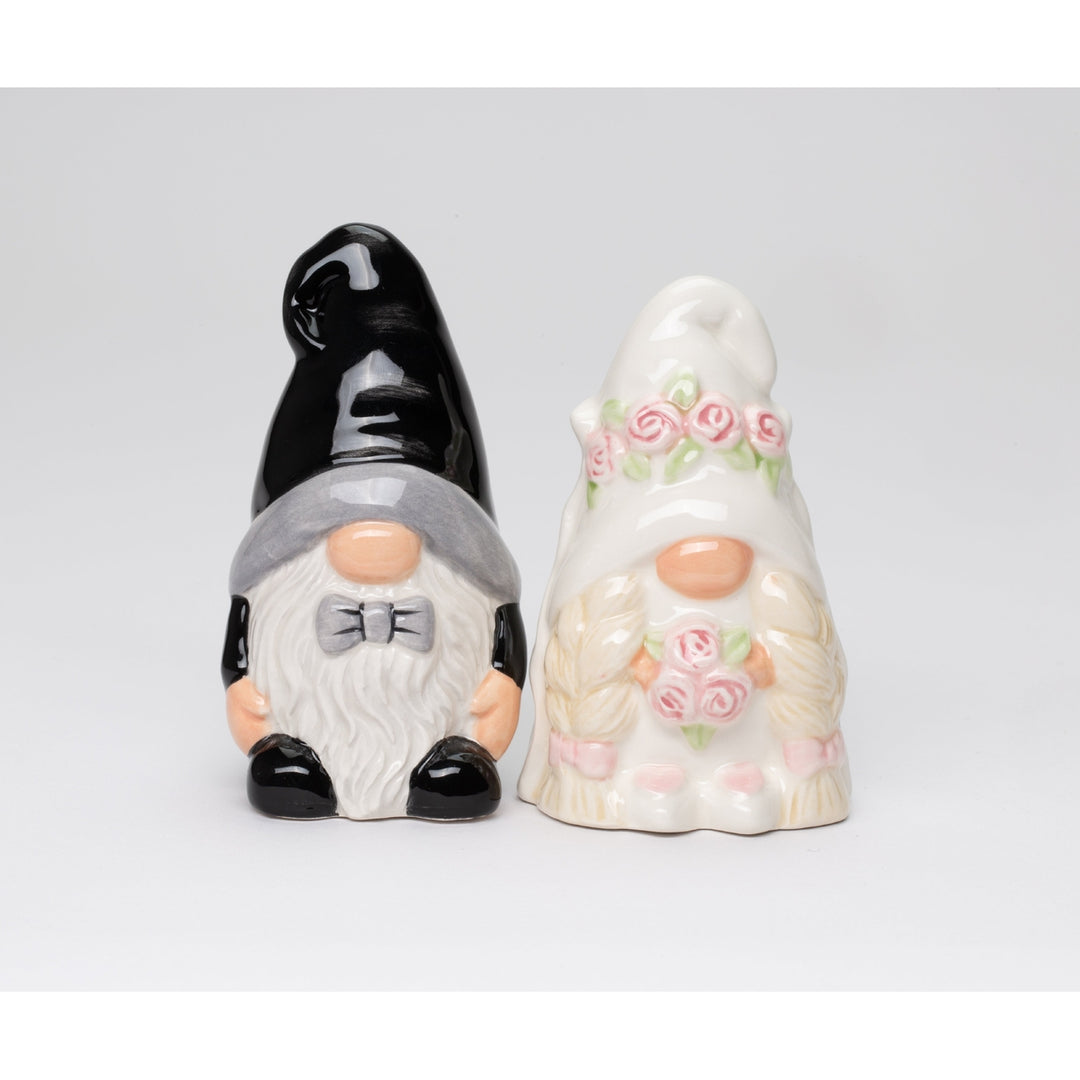 Ceramic Gnome Bride and Groom Salt and Pepper Shakers  Gnome Collector Gift Image 2