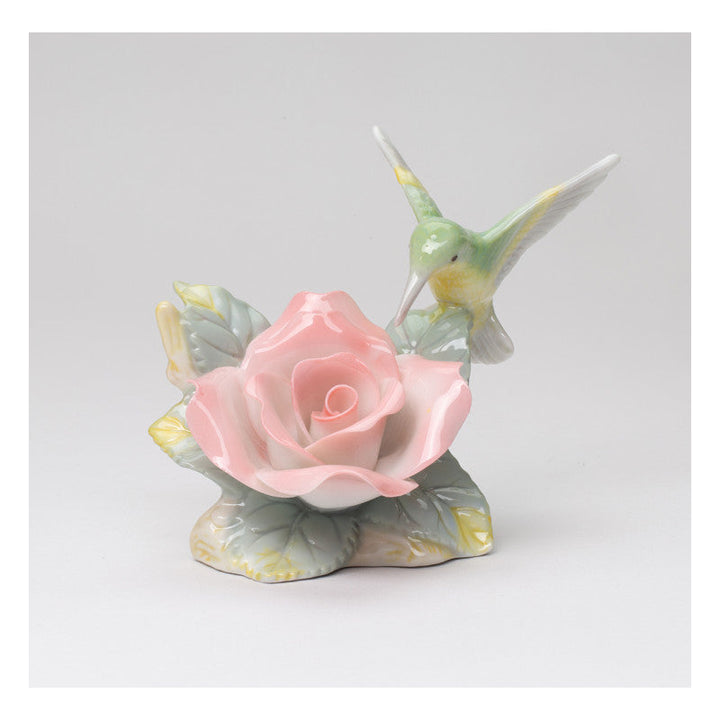 Ceramic Hummingbird with Peace Rose Figurine Bird Watcher Gift , Image 2