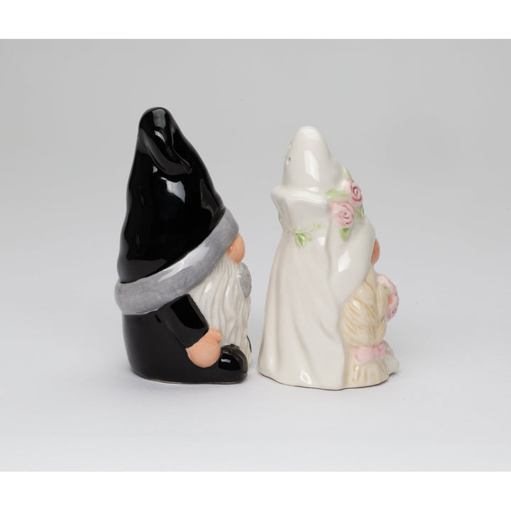 Ceramic Gnome Bride and Groom Salt and Pepper Shakers  Gnome Collector Gift Image 3