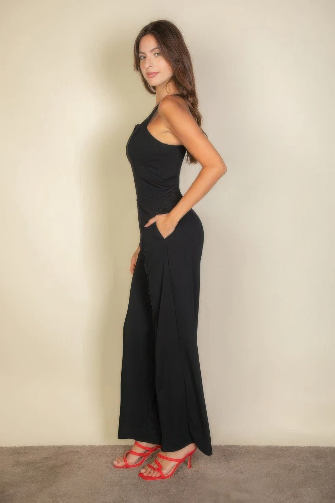 Notched neck cami jumpsuit Image 2