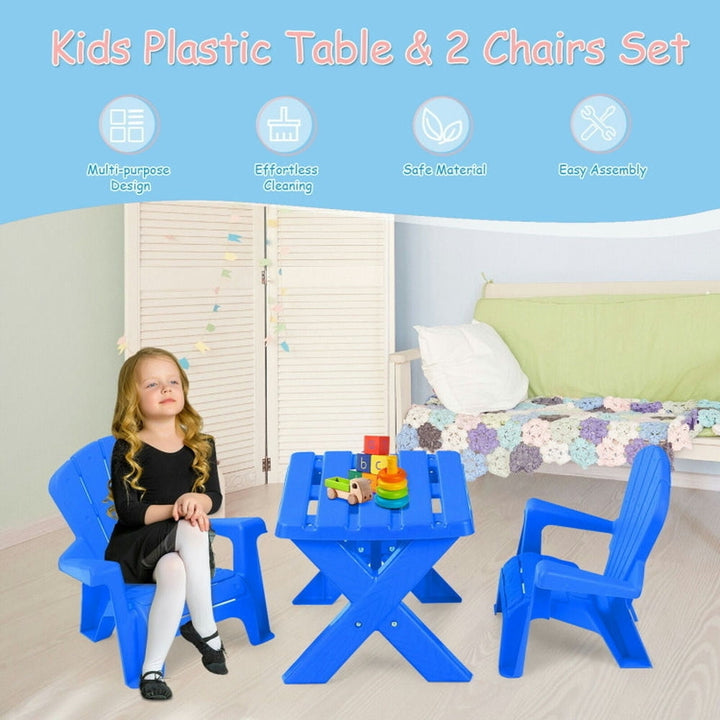 Hommoo 3-Piece Plastic Children Table Chair Set-Blue Small Folding Table for Arts and Crafts Snack Time Homeschooling Image 4