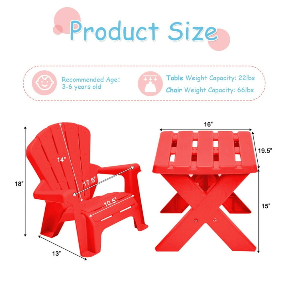 Hommoo 3-Piece Plastic Children Play Table Chair Set-Red Small Folding Table for Arts and Crafts Snack Time Image 4