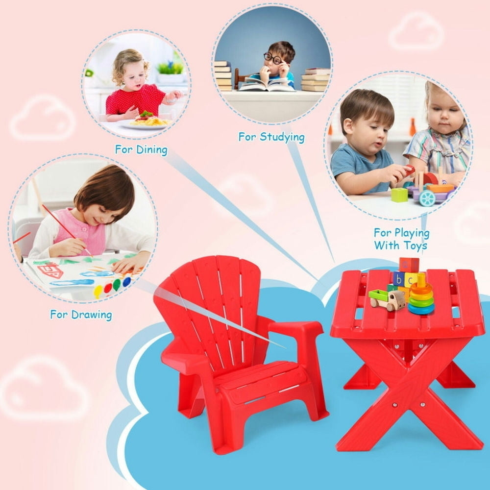 Hommoo 3-Piece Plastic Children Play Table Chair Set-Red Small Folding Table for Arts and Crafts Snack Time Image 4