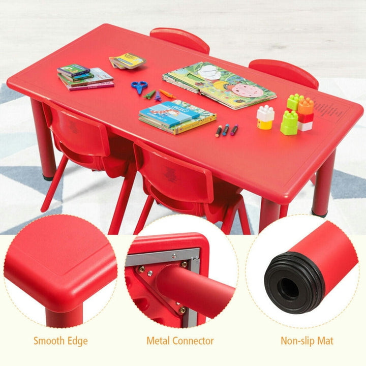 Hommoo Kids Plastic Rectangular Learn and Play Table-Red Small Folding Table for Arts and Crafts Snack Time Image 3