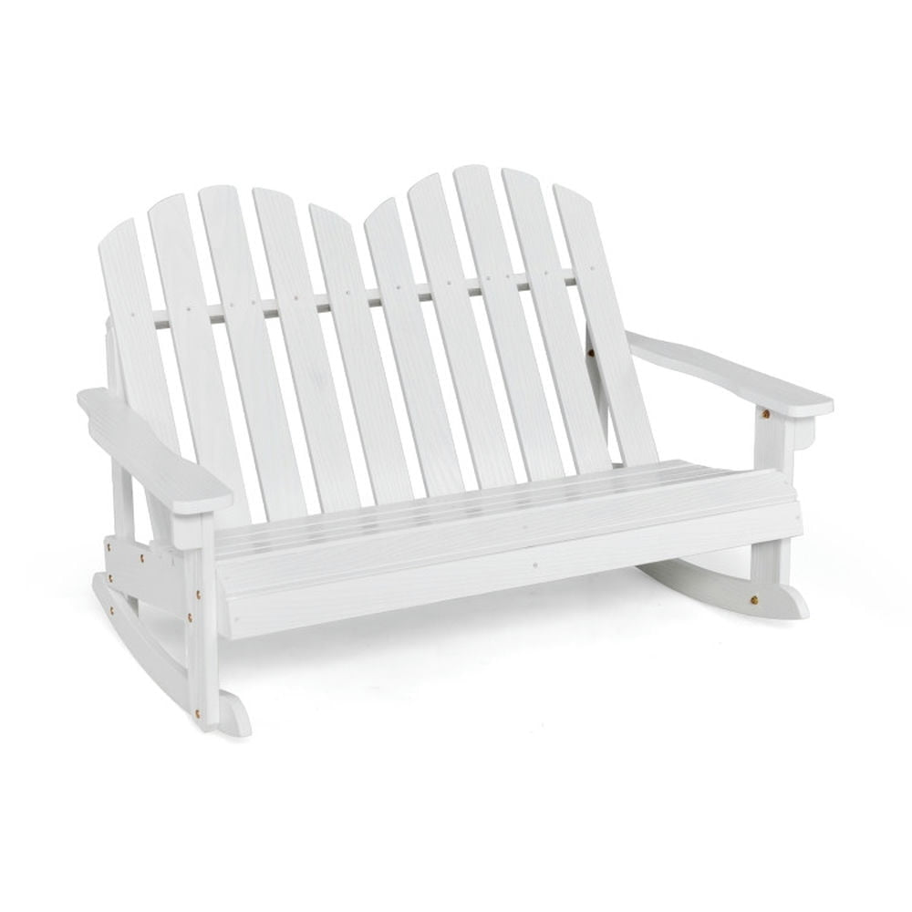 Hommoo 2 Person Adirondack Rocking Chair with Slatted seat-White Kids Chairs for Kids Image 1