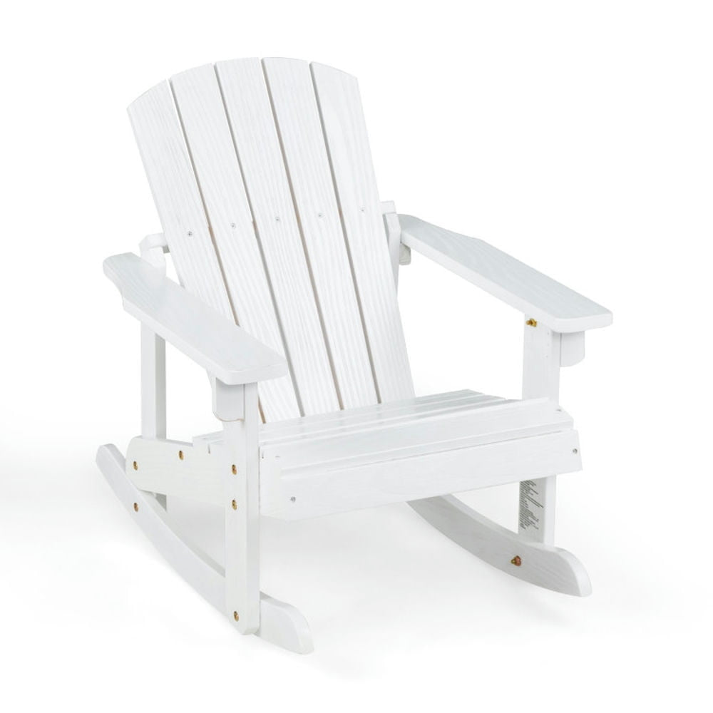 Hommoo Outdoor Wooden Kid Adirondack Rocking Chair with Slatted Seat-White Kids Chairs for Kids Image 1