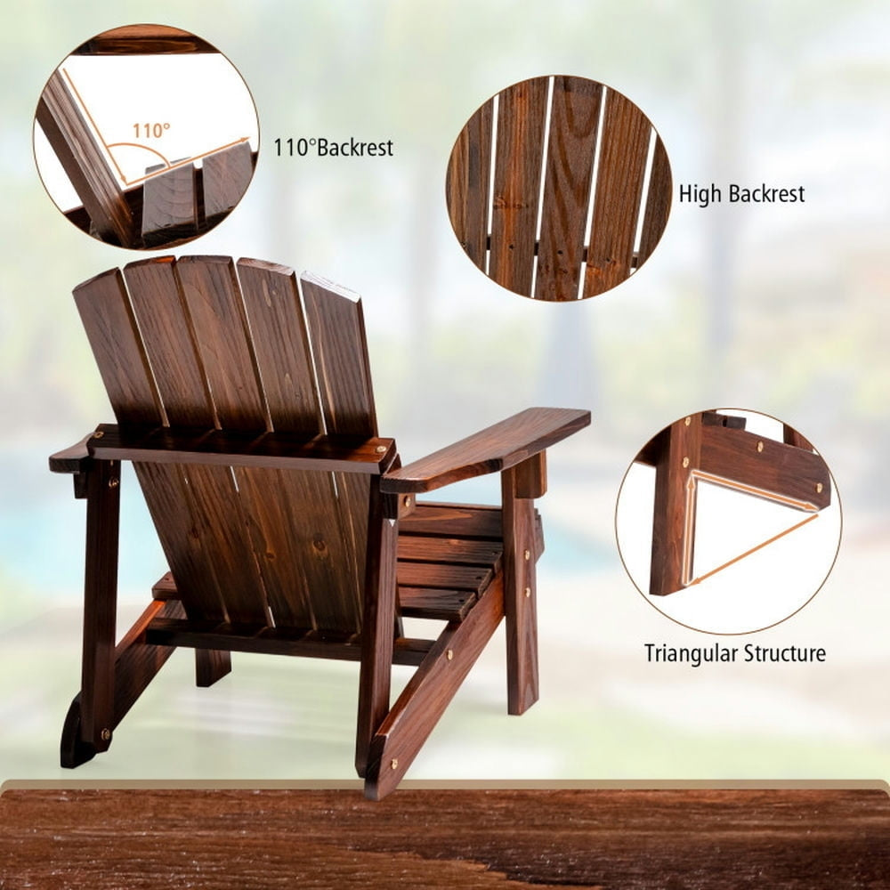 Hommoo Kids Adirondack Chair with High Backrest and Arm Rest-Coffee Kids Chairs for Kids Image 4