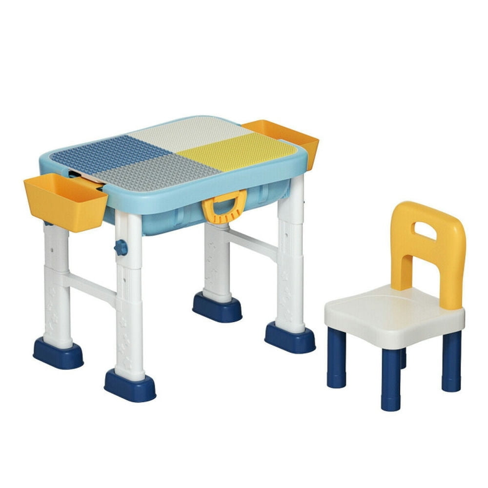 Hommoo 6-in-1 Kids Activity Table Set with Chair Small Folding Table for Arts and Crafts Snack Time Homeschooling Image 1