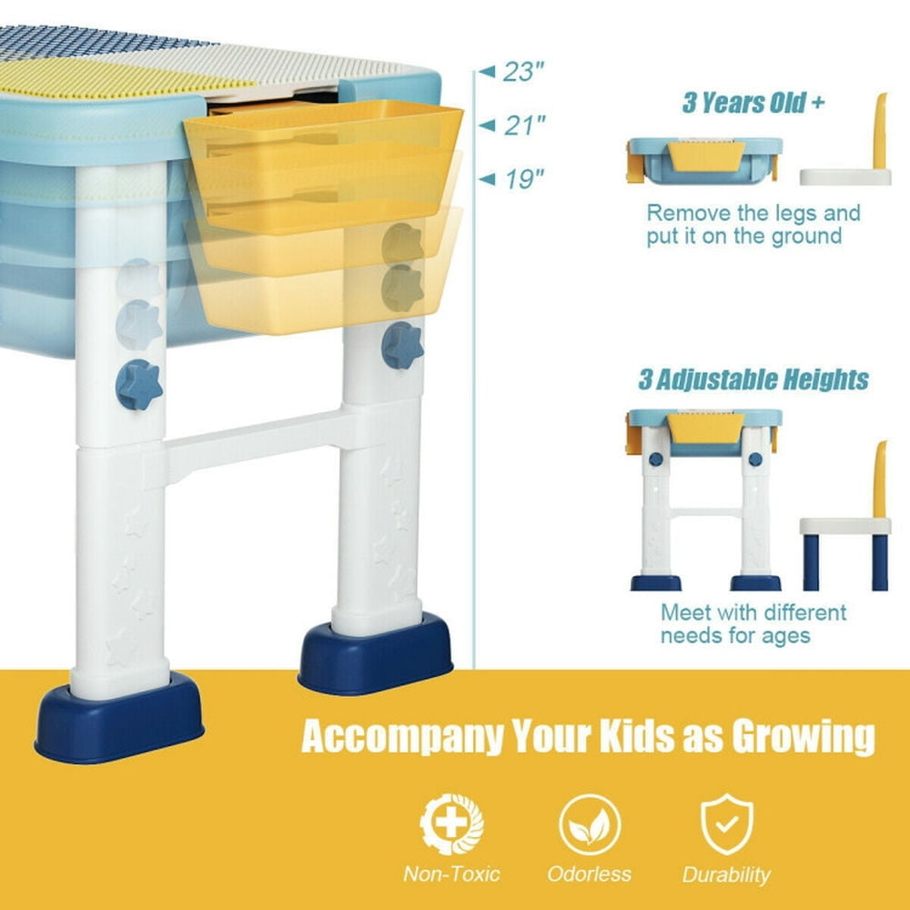 Hommoo 6-in-1 Kids Activity Table Set with Chair Small Folding Table for Arts and Crafts Snack Time Homeschooling Image 3