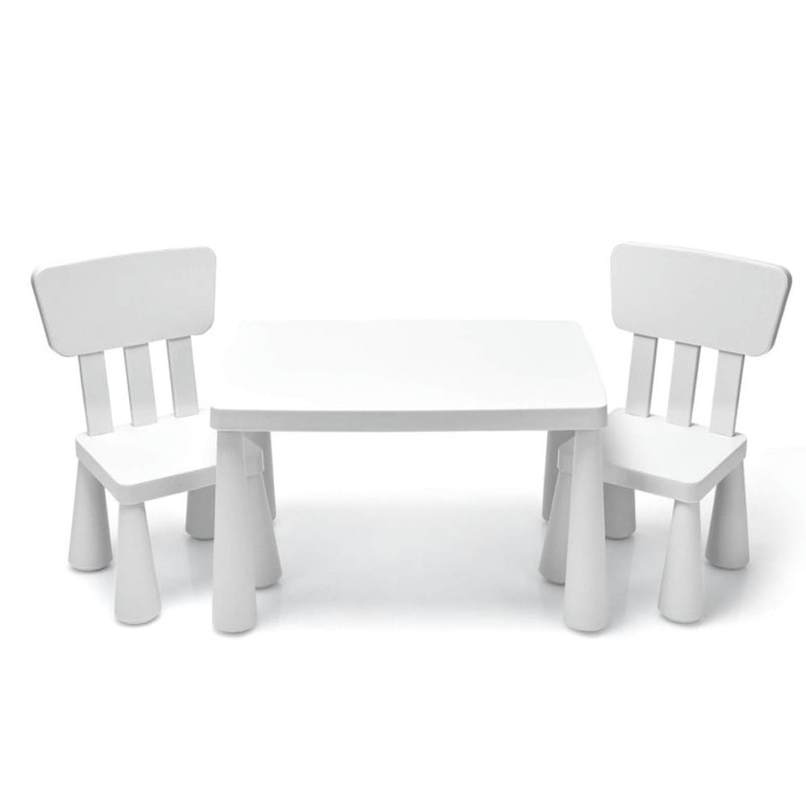 Hommoo 3 Pieces Toddler Multi Activity Play Dining Study Kids Table and Chair Set-White Small Folding Table for Arts and Image 1