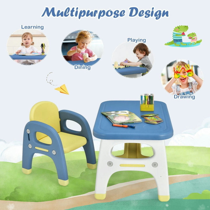 Hommoo Kids Activity Table and Chair Set with Montessori Toys for Preschool and Kindergarten-Blue Image 2