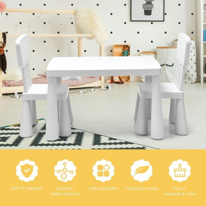 Hommoo 3 Pieces Toddler Multi Activity Play Dining Study Kids Table and Chair Set-White Small Folding Table for Arts and Image 7