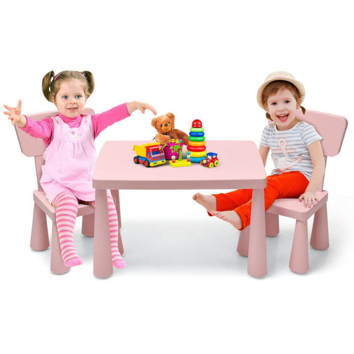 Hommoo 3 Pieces Toddler Multi Activity Play Dining Study Kids Table and Chair Set-Pink Small Folding Table for Arts and Image 4