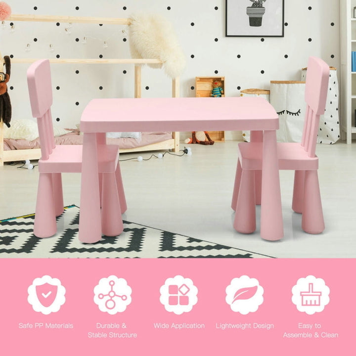 Hommoo 3 Pieces Toddler Multi Activity Play Dining Study Kids Table and Chair Set-Pink Small Folding Table for Arts and Image 6