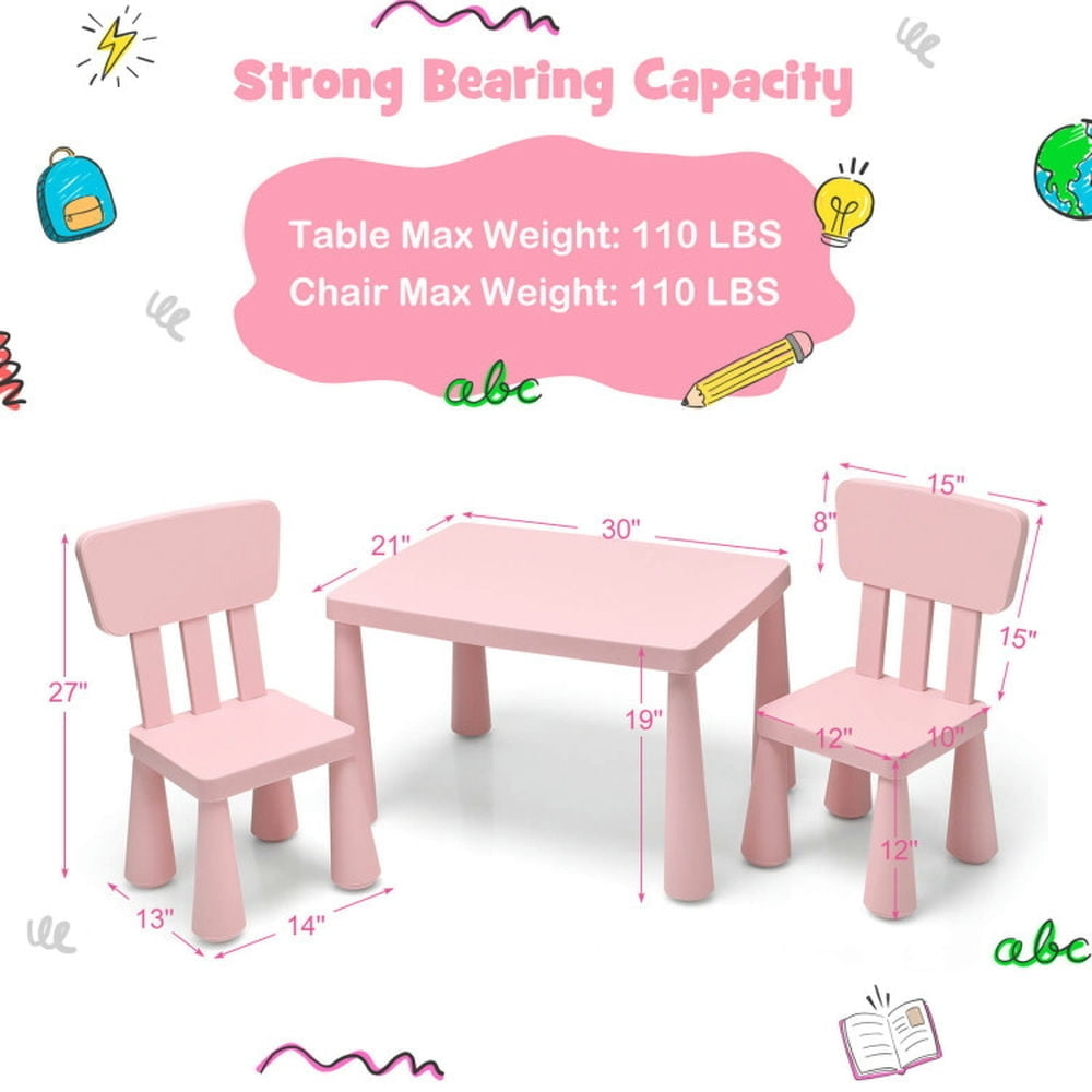 Hommoo 3 Pieces Toddler Multi Activity Play Dining Study Kids Table and Chair Set-Pink Small Folding Table for Arts and Image 7