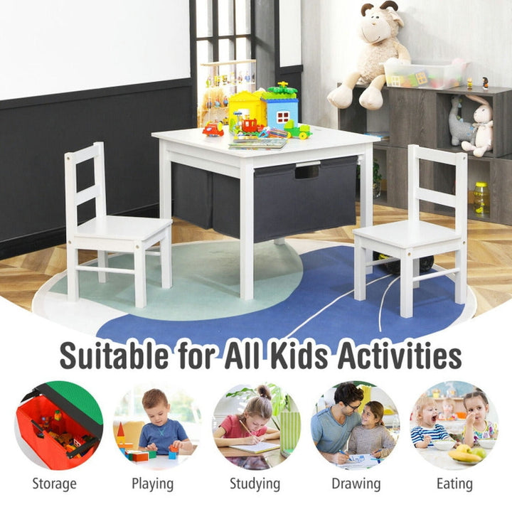 Hommoo 2-in-1 Kids Double-sided Activity Building Block Table with Drawers-White Small Folding Table for Arts and Crafts Image 3