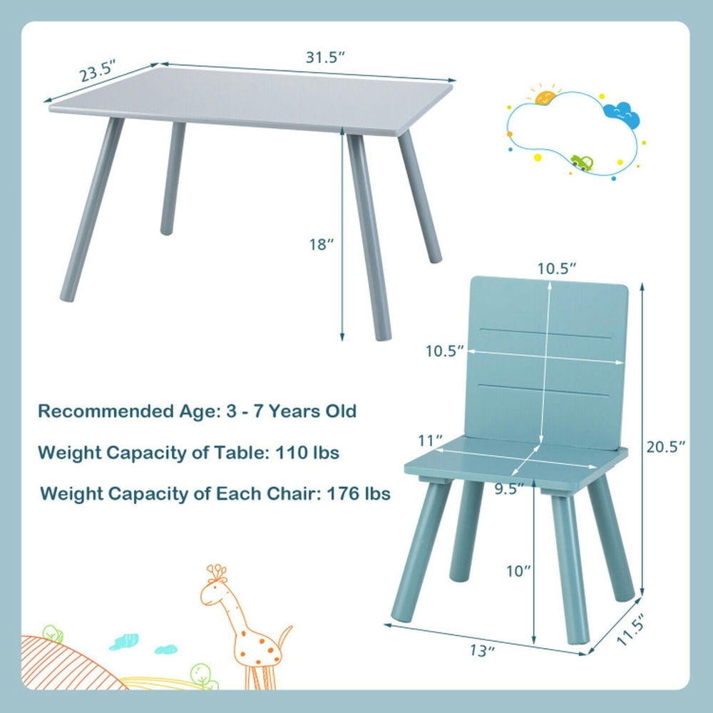 Hommoo 5 Pieces Kids Wooden Activity Play Furniture Set with Building Blocks-Blue Small Folding Table for Arts and Image 7