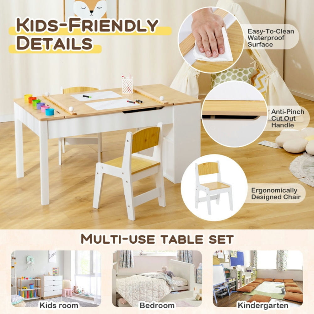 Hommoo Children Art Activity Table and Drawing Table-Natural Small Folding Table for Arts and Crafts Snack Time Image 2