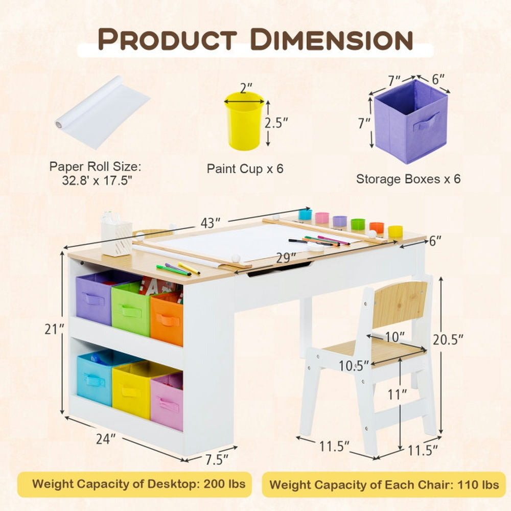 Hommoo Children Art Activity Table and Drawing Table-Natural Small Folding Table for Arts and Crafts Snack Time Image 4