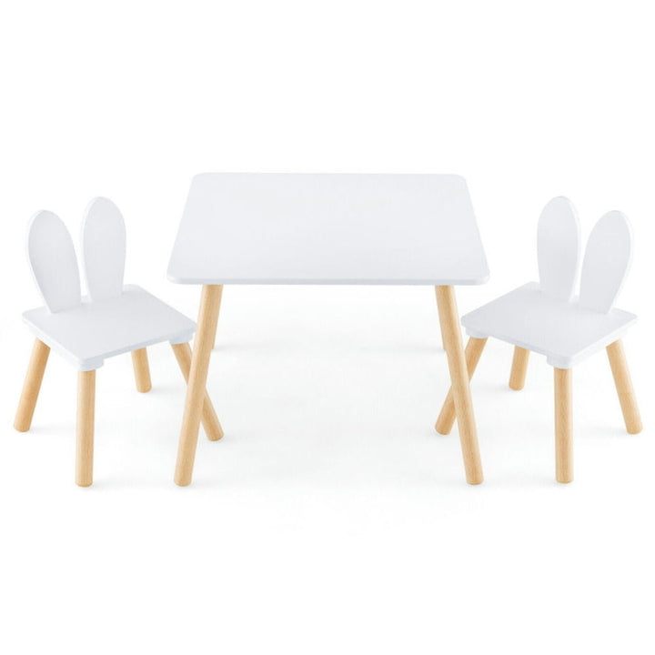 Hommoo 3 Pieces Kids Table and Chairs Set for Arts Crafts Snack Time-White Small Folding Table for Arts and Crafts Snack Image 1