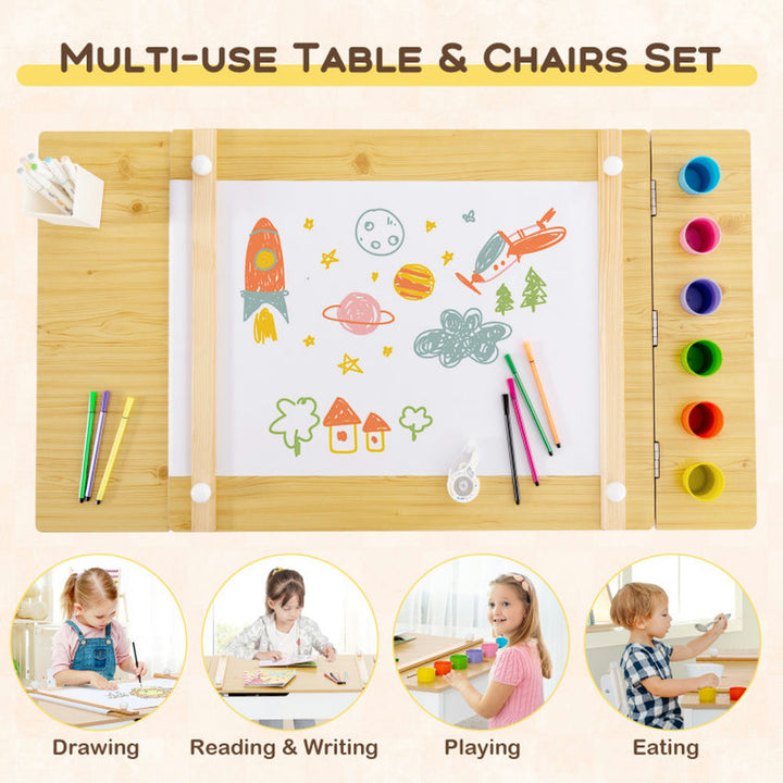 Hommoo Children Art Activity Table and Drawing Table-Natural Small Folding Table for Arts and Crafts Snack Time Image 7