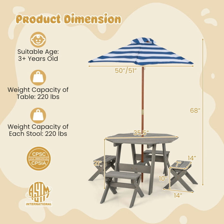 Hommoo Kids Wooden Table Set for Children Aged 3+ Years-Gray Small Folding Table for Arts and Crafts Snack Time Image 6