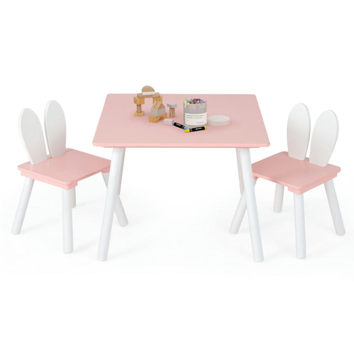 Hommoo 3 Pieces Kids Table and Chairs Set for Arts Crafts Snack Time-Pink Small Folding Table for Arts and Crafts Snack Image 3