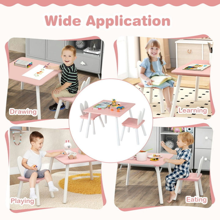 Hommoo 3 Pieces Kids Table and Chairs Set for Arts Crafts Snack Time-Pink Small Folding Table for Arts and Crafts Snack Image 4