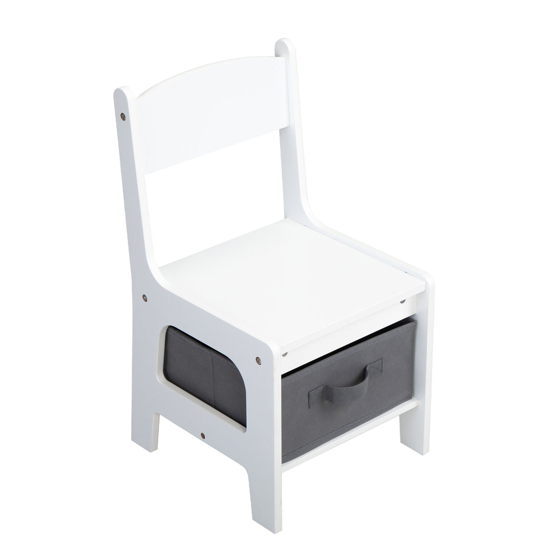 Hommoo Wood Activity Table and Chair with 2 Drawer for Toddlers Arts Playroom Reading - White Image 4