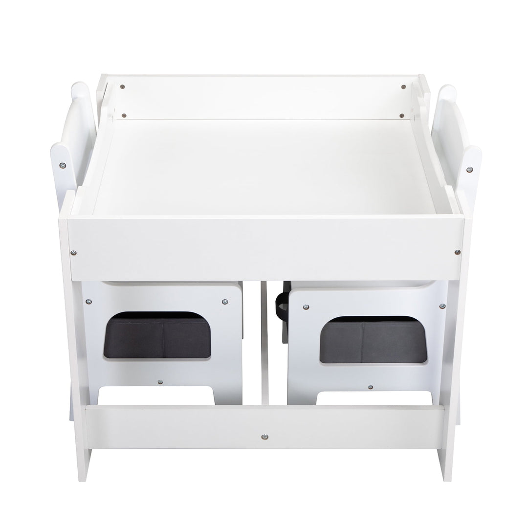 Hommoo Wood Activity Table and Chair with 2 Drawer for Toddlers Arts Playroom Reading - White Image 6