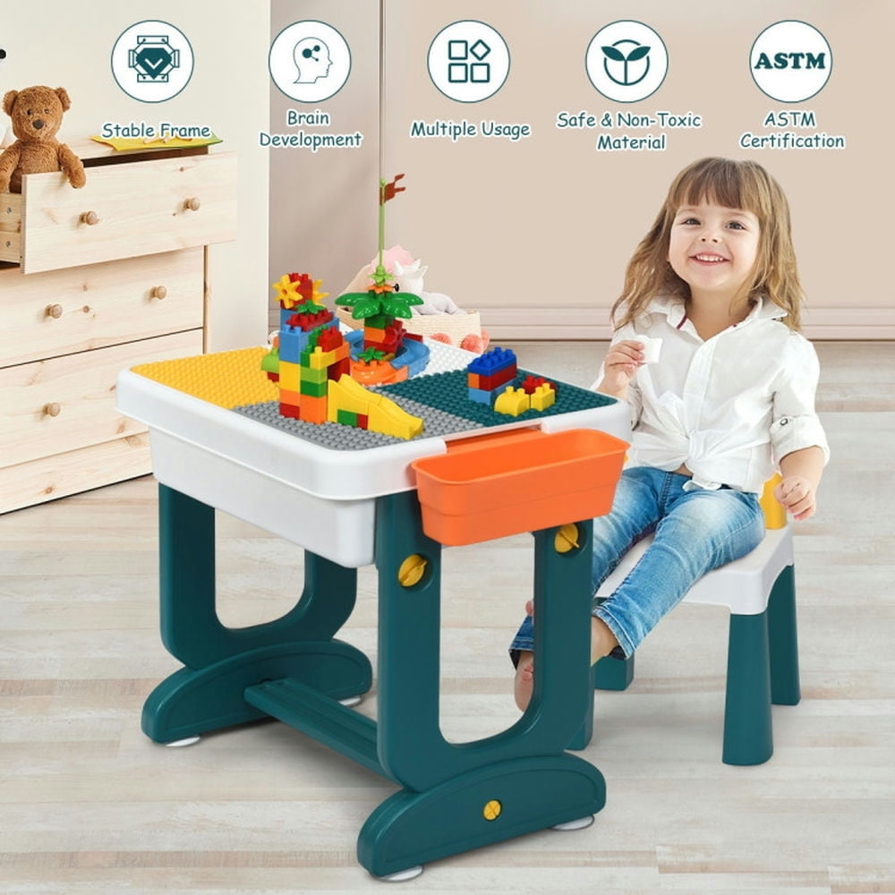 Hommoo 5-in-1 Kids Activity Table Set Small Folding Table for Arts and Crafts Snack Time Homeschooling Homework Image 4