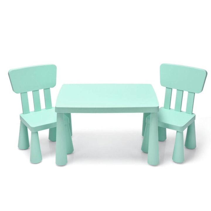 Hommoo 3 Pieces Toddler Multi Activity Play Dining Study Kids Table and Chair Set-Green Small Folding Table for Arts and Image 1