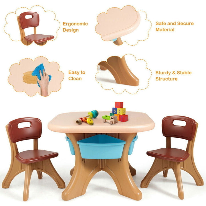 Hommoo Children Kids Activity Table and Chair Set Play Furniture W/Storage-Coffee Small Folding Table for Arts and Image 6