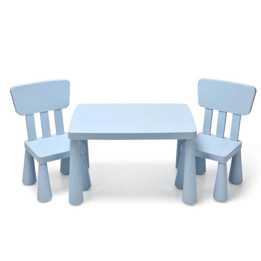 Hommoo 3 Pieces Toddler Multi Activity Play Dining Study Kids Table and Chair Set-Blue Small Folding Table for Arts and Image 1