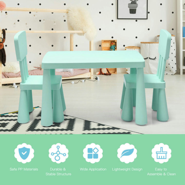 Hommoo 3 Pieces Toddler Multi Activity Play Dining Study Kids Table and Chair Set-Green Small Folding Table for Arts and Image 4