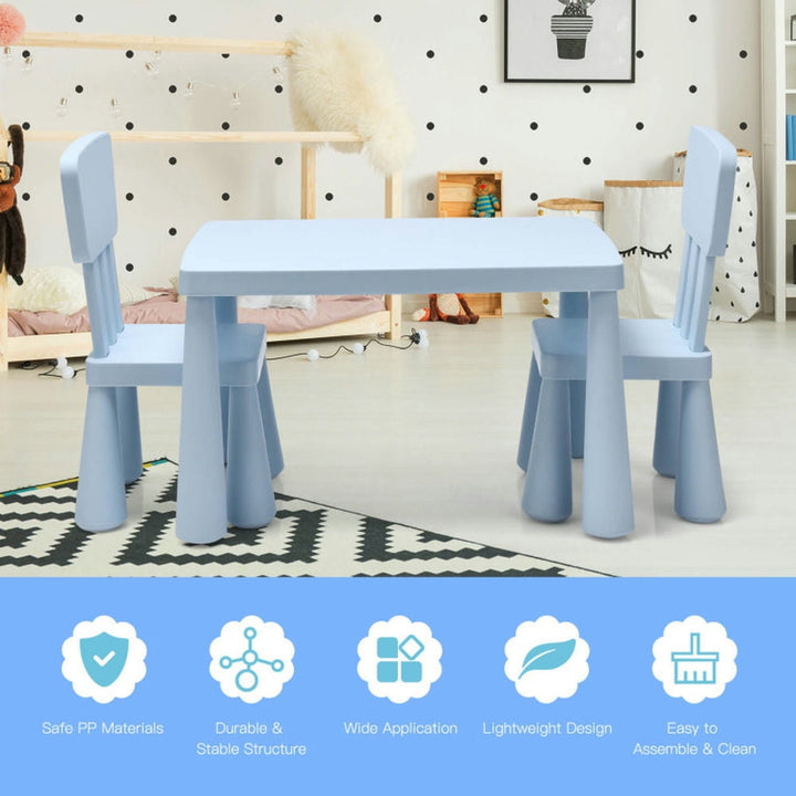 Hommoo 3 Pieces Toddler Multi Activity Play Dining Study Kids Table and Chair Set-Blue Small Folding Table for Arts and Image 6