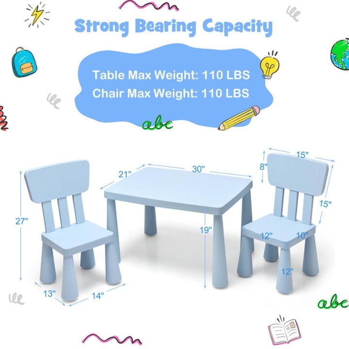 Hommoo 3 Pieces Toddler Multi Activity Play Dining Study Kids Table and Chair Set-Blue Small Folding Table for Arts and Image 7