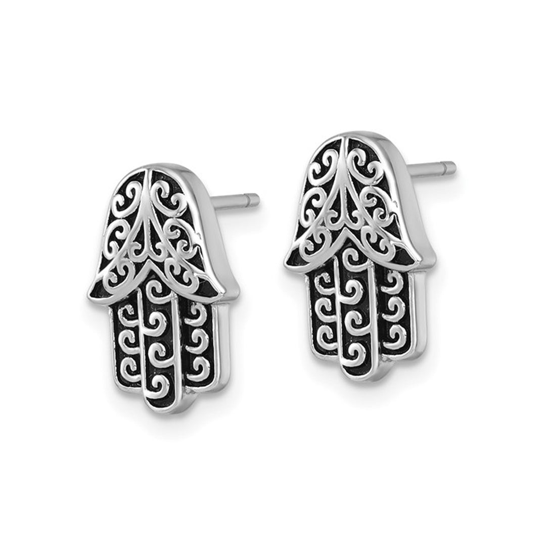 Sterling Silver Hamsa Filigree Earrings Image 4