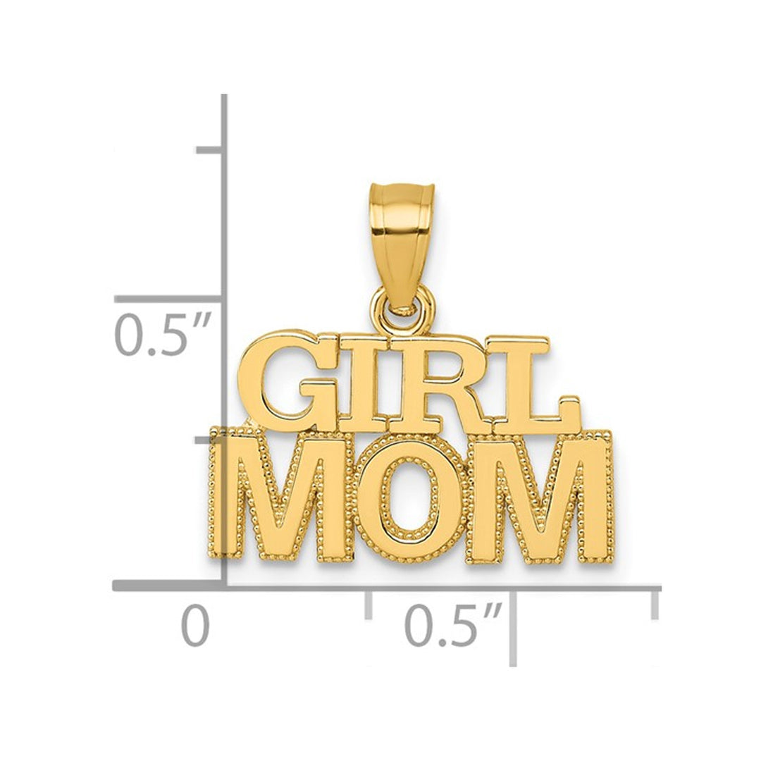 14K Yellow Gold GIRL MOM Charm Pendant (NO CHAIN) Image 3