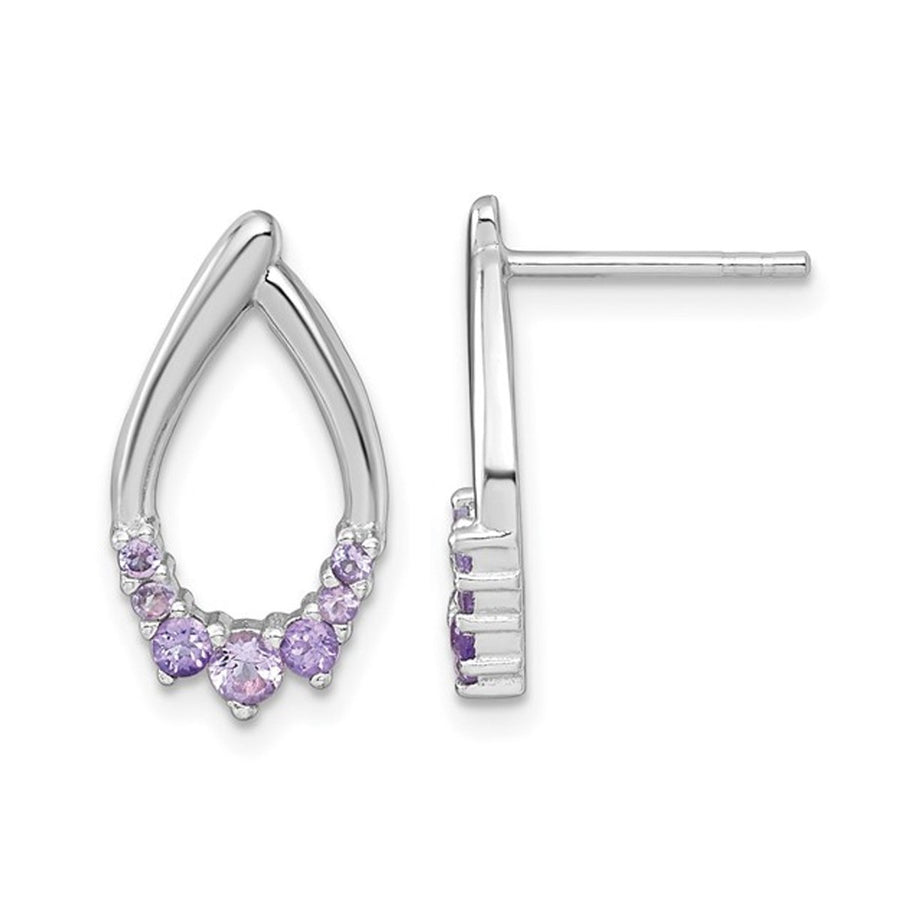 1/3 Carat (ctw) Amethyst Drop Earrings in Sterling Silver Image 1