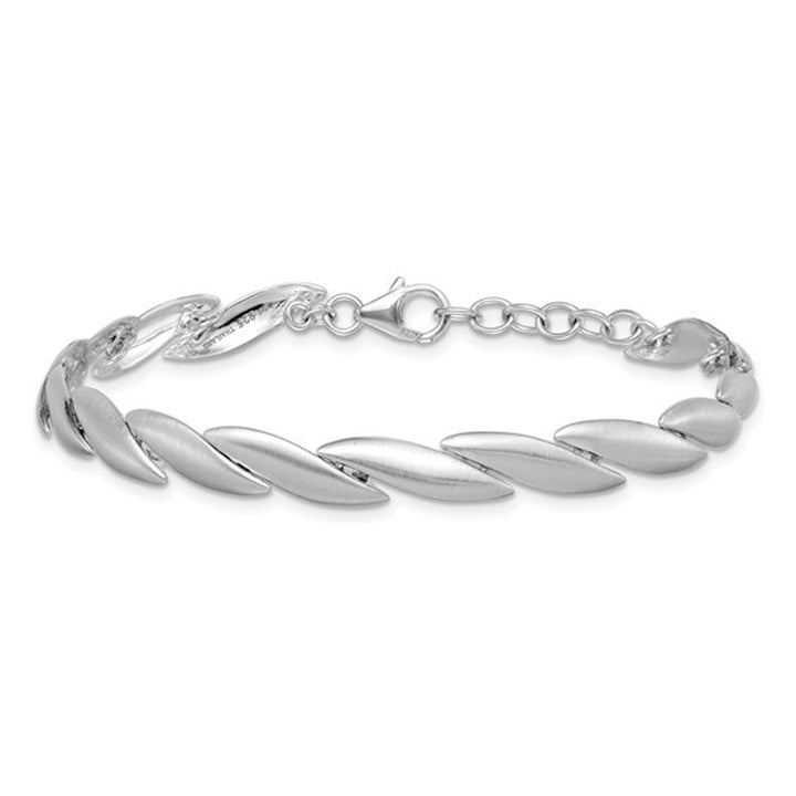 Sterling Silver Brushed Link Bracelet 7 Inches Image 1